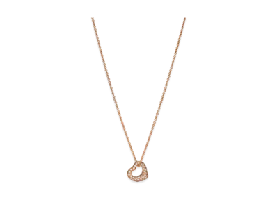 Tiffany & Co. Elsa Peretti Open Heart Pendant with Diamonds 18K "Rose Gold"