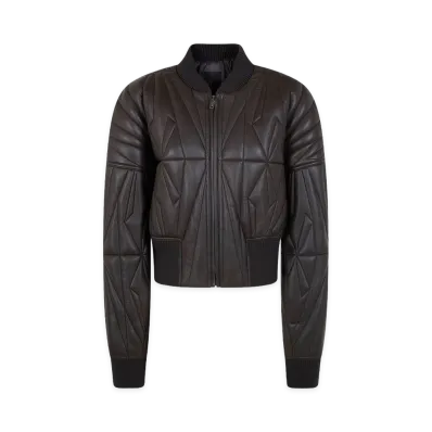 Rick Owens x Moncler Women's Geocamo Cropped Leather Jacket "Brown"