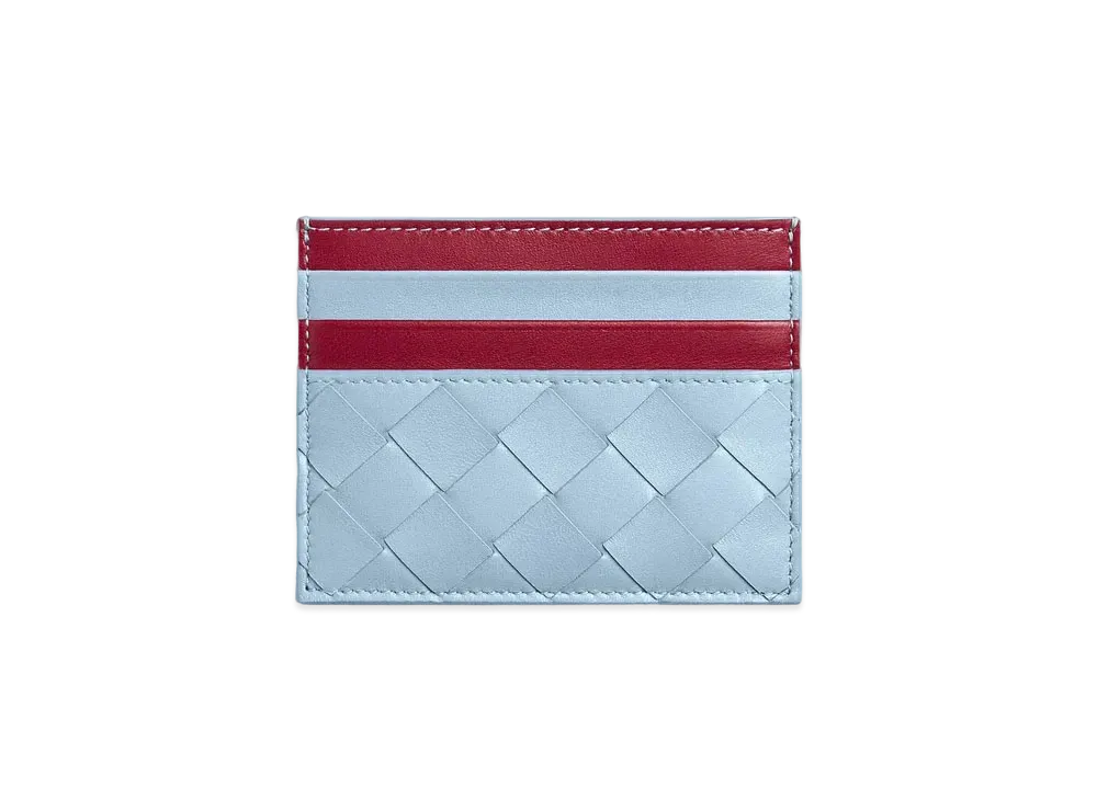 Bottega Veneta Intrecciato Credit Card Case "Ice/Dark Red"