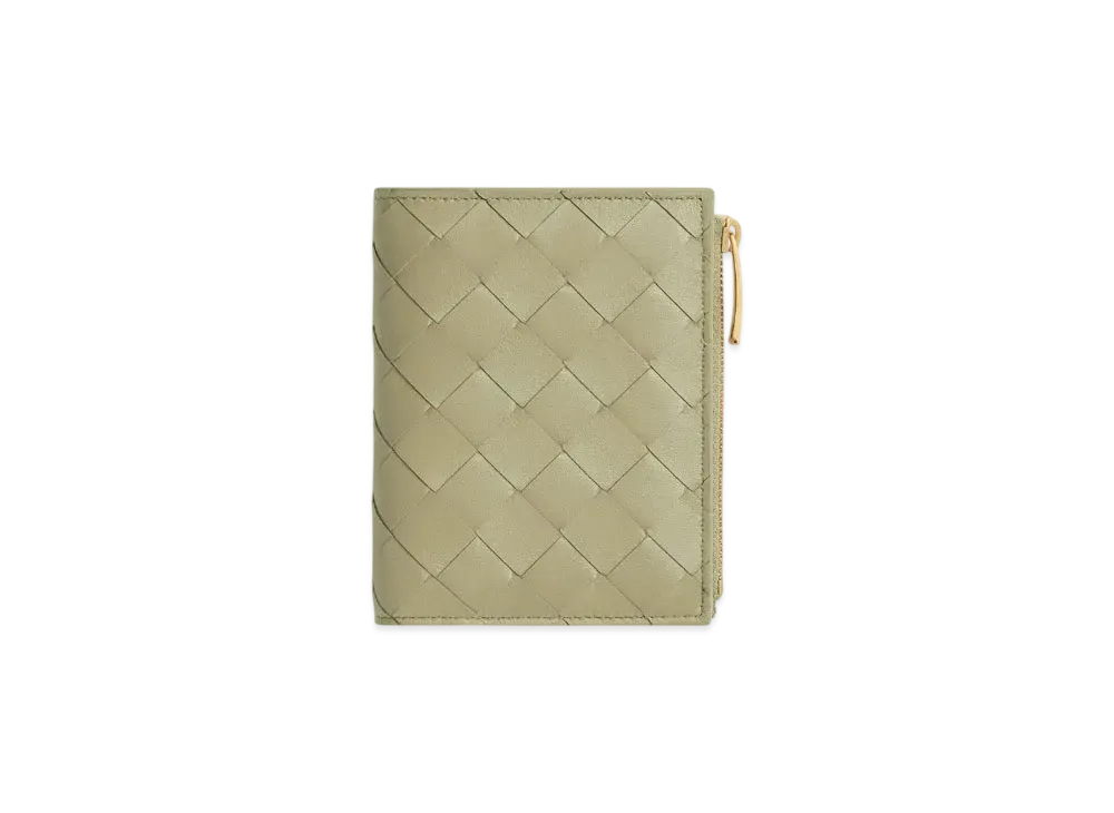 Bottega Veneta Intrecciato Small Bi-Fold Wallet "Travertine/New Sauge"