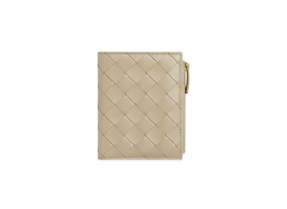 Bottega Veneta Intrecciato Small Bi-Fold Wallet "Ecru/Glacier"