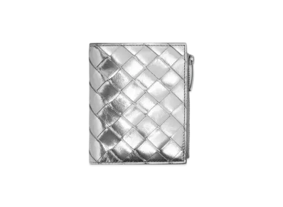Bottega Veneta Intrecciato Small Bi-Fold Wallet "Silver"