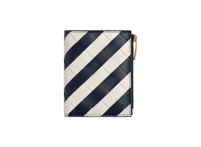 Bottega Veneta Intrecciato Small Bi-Fold Wallet "Space/Chalk"