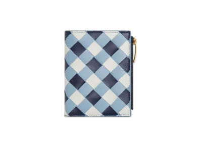 Bottega Veneta Intrecciato Small Bi-Fold Wallet "Abyss/Ice/White"