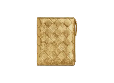 Bottega Veneta Intrecciato Small Bi-Fold Wallet "Gold"
