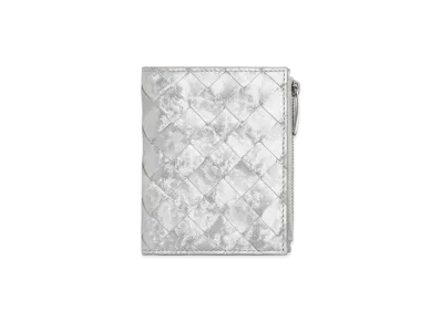 Bottega Veneta Intrecciato Small Bi-Fold Wallet "Silver"
