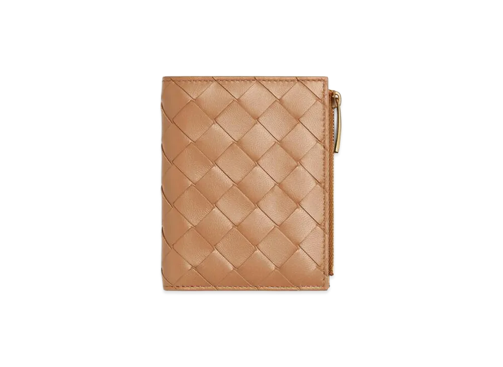 Bottega Veneta Intrecciato Small Bi-Fold Wallet "Pale Brown"
