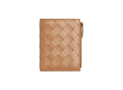 Bottega Veneta Intrecciato Small Bi-Fold Wallet "Pale Brown"