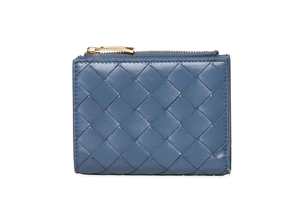 Bottega Veneta Women's Small Intrecciato Bi-Fold Wallet "Blue"