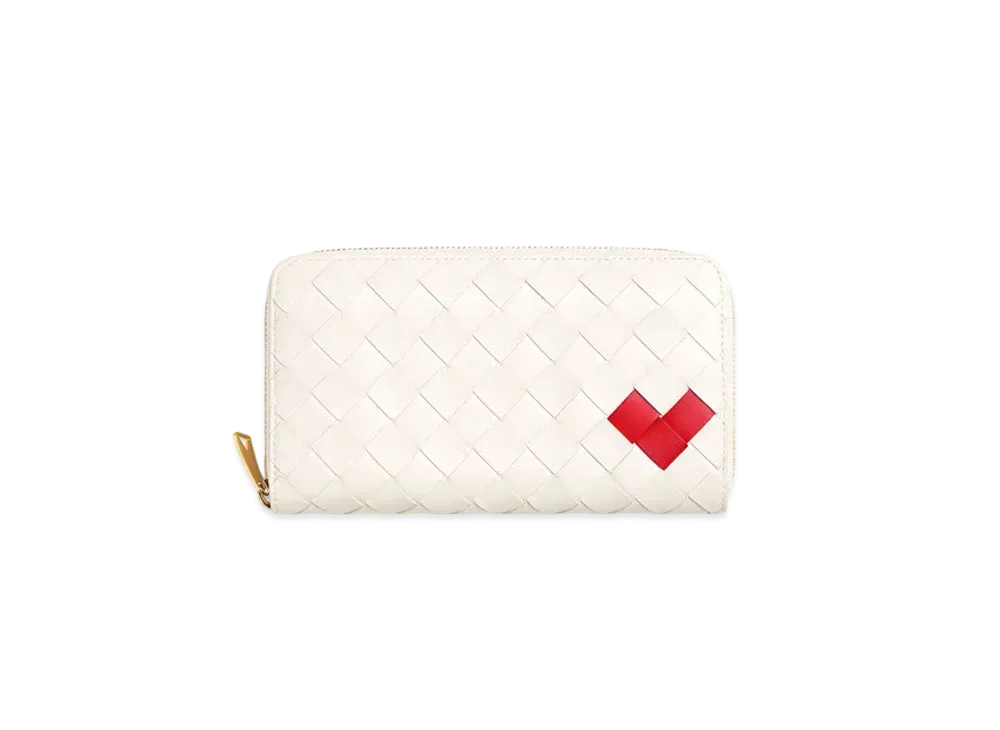 Bottega Veneta Intrecciato Zip Around Wallet "White/Vernis"