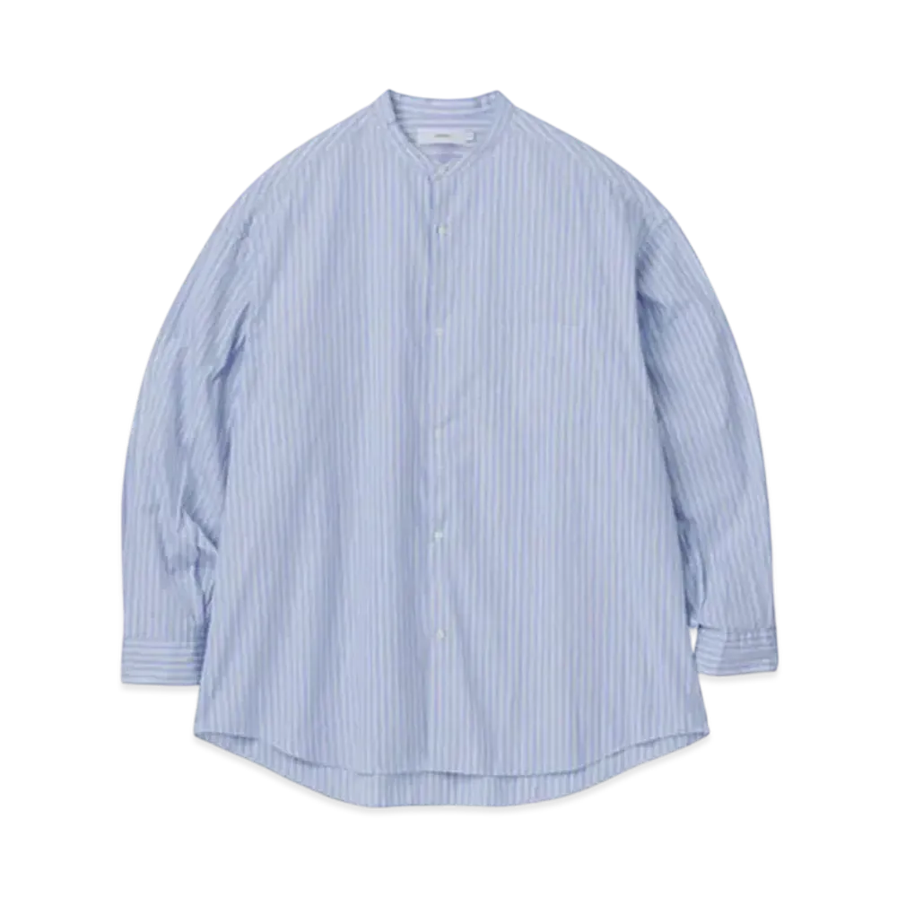 Graphpaper Canclini L/S Oversized Band Collar Shirt "Blue Stripe"
