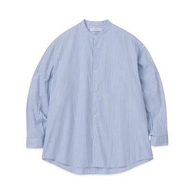 Graphpaper Canclini L/S Oversized Band Collar Shirt "Blue Stripe"