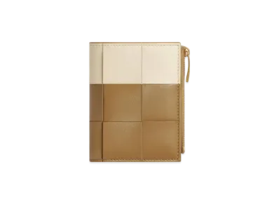 Bottega Veneta Cassette Small Bi-Fold Wallet "Dark Praline/Sea Salt"