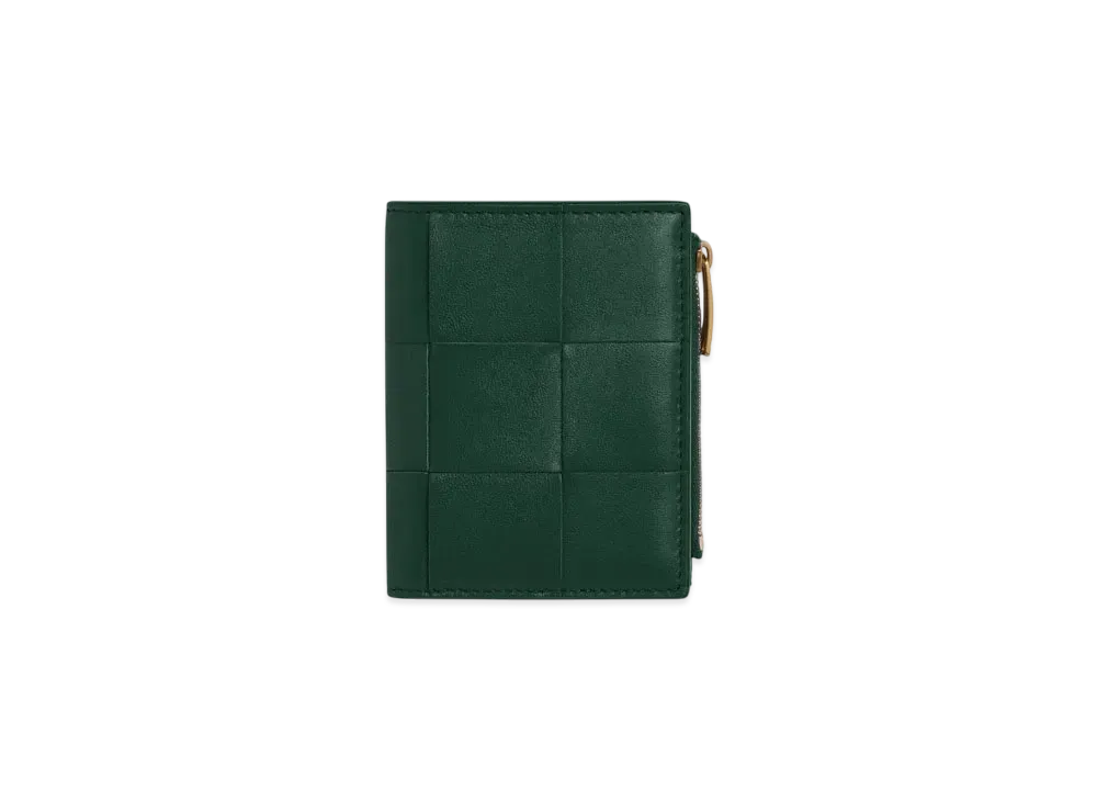Bottega Veneta Small Cassette Bi-Fold Zip Wallet "Emerald Green"
