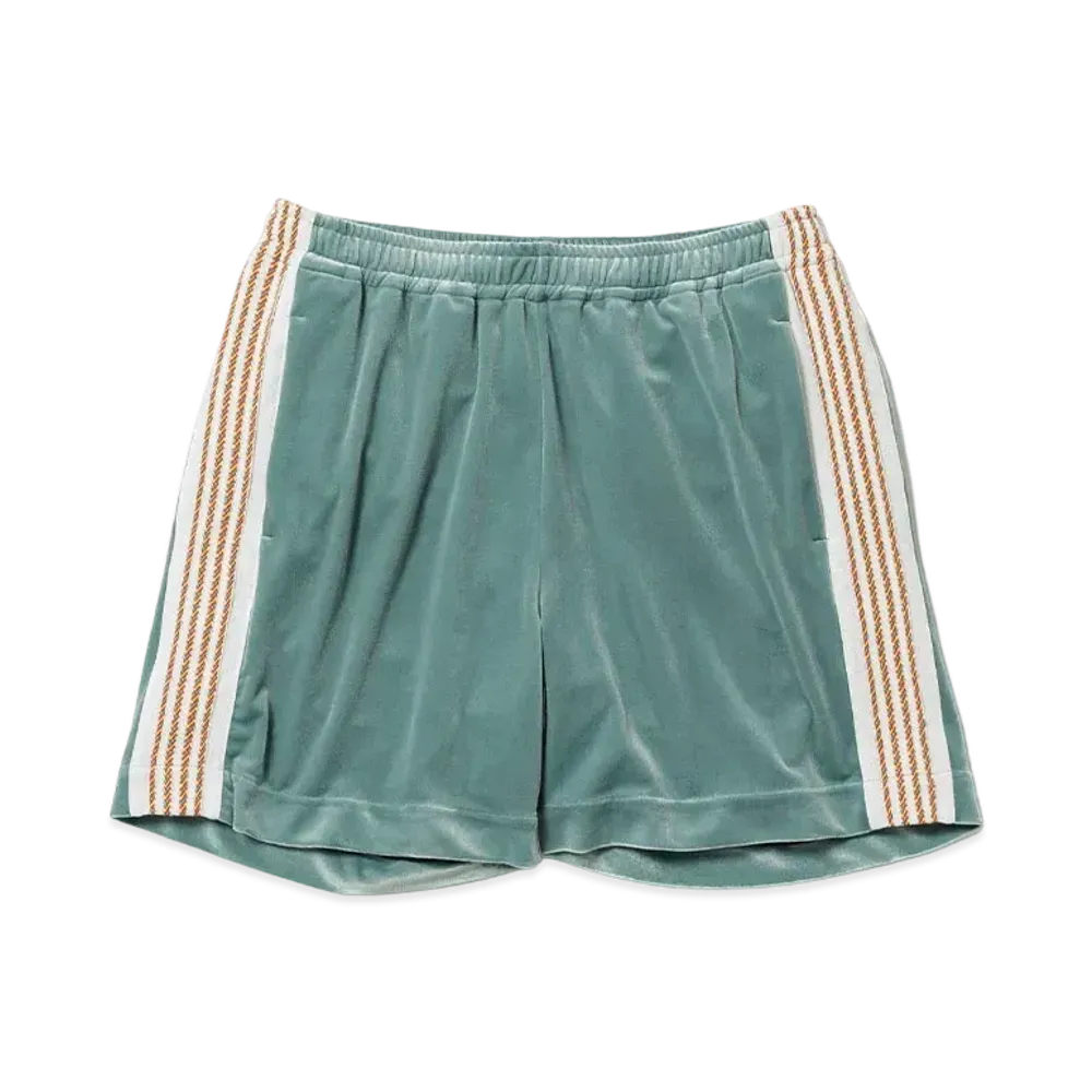 Sasquatchfabrix Lace Tape Velour Shorts "Blue Green"