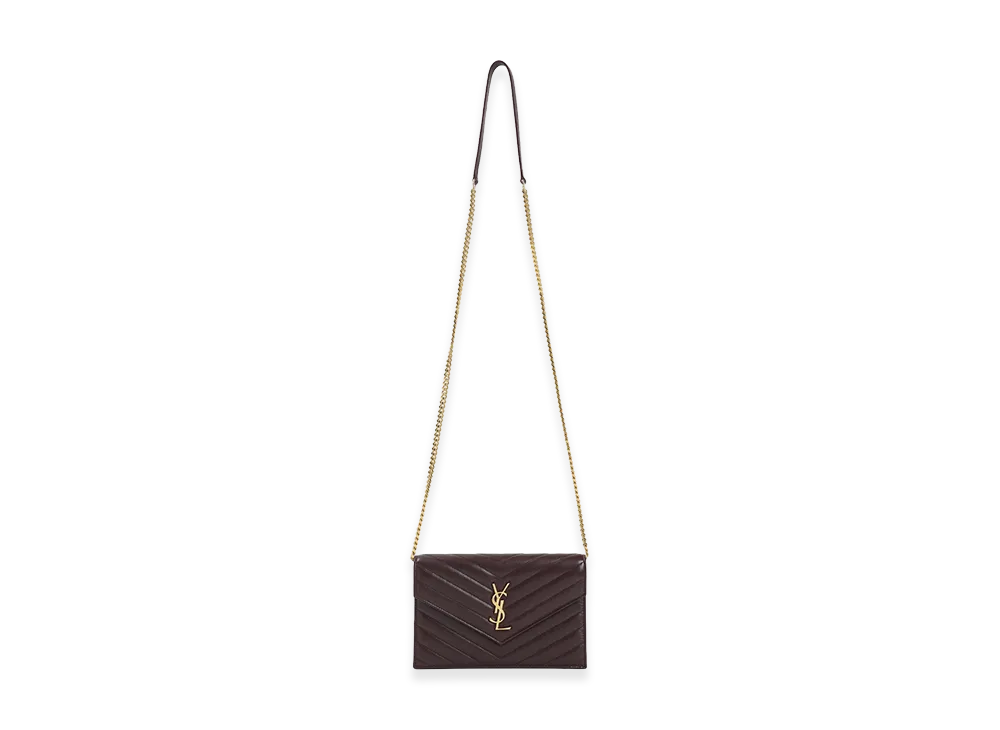 Saint Laurent Women's 'Envelope Cassandre' Wallet On Chain "Bordeaux"