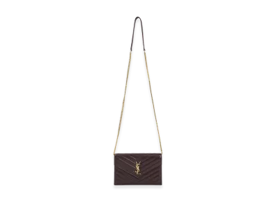 Saint Laurent Women's 'Envelope Cassandre' Wallet On Chain "Bordeaux"