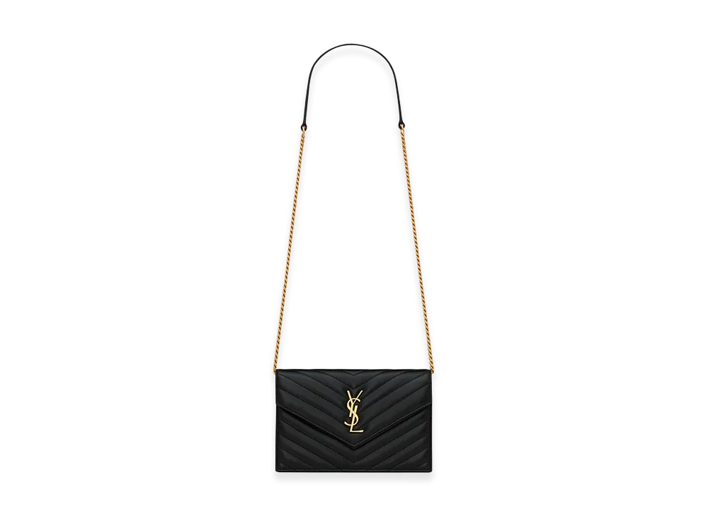 Saint Laurent Women's 'Envelope Cassandre' Wallet On Chain "Black"