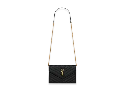Saint Laurent Women's 'Envelope Cassandre' Wallet On Chain "Black"