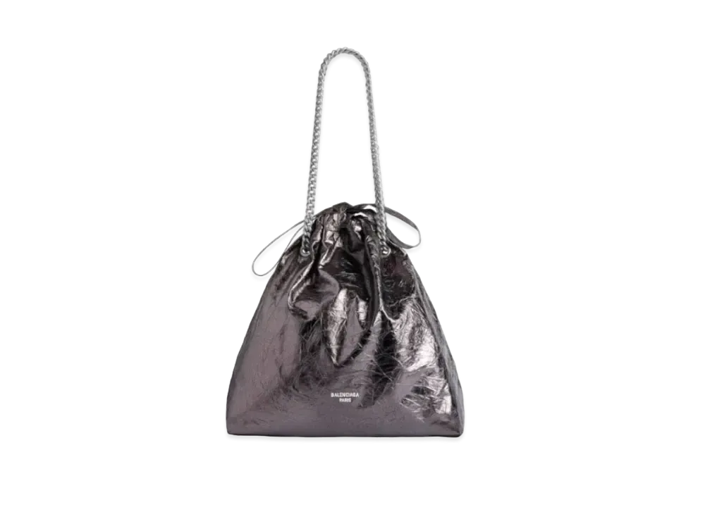 BALENCIAGA Crush Medium Tote Bag Metalized "Grey/Silver"