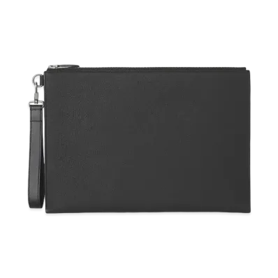 Burberry Large Grainy Leather Zip Pouch "Black"