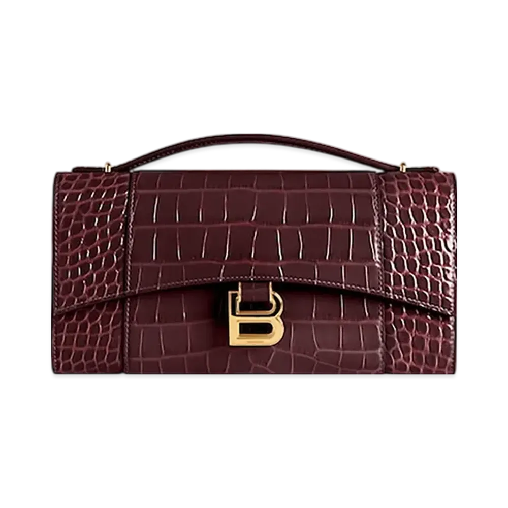 BALENCIAGA Hourglass Pochette With Chain "Dark Burgundy"