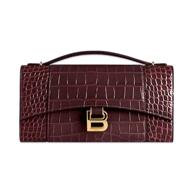 BALENCIAGA Hourglass Pochette With Chain "Dark Burgundy"