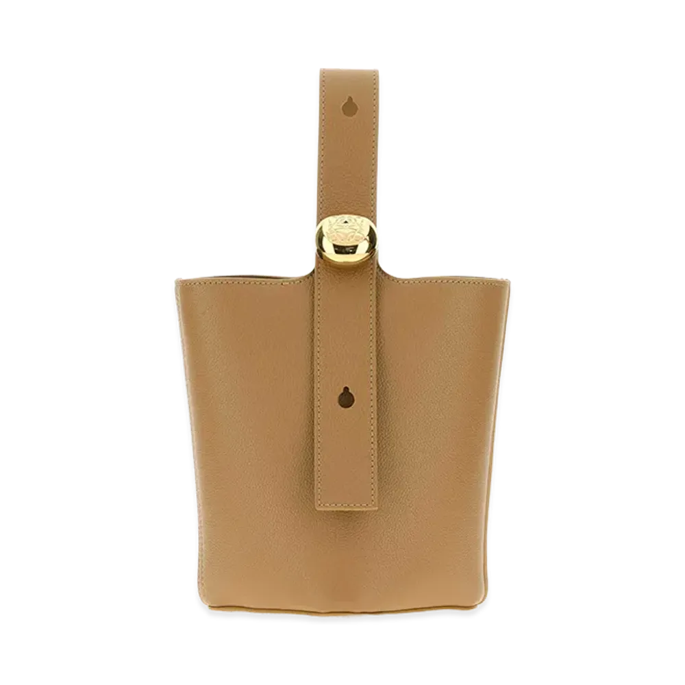 LOEWE Women's Leather Mini Pebble Bucket Bag "Beige"