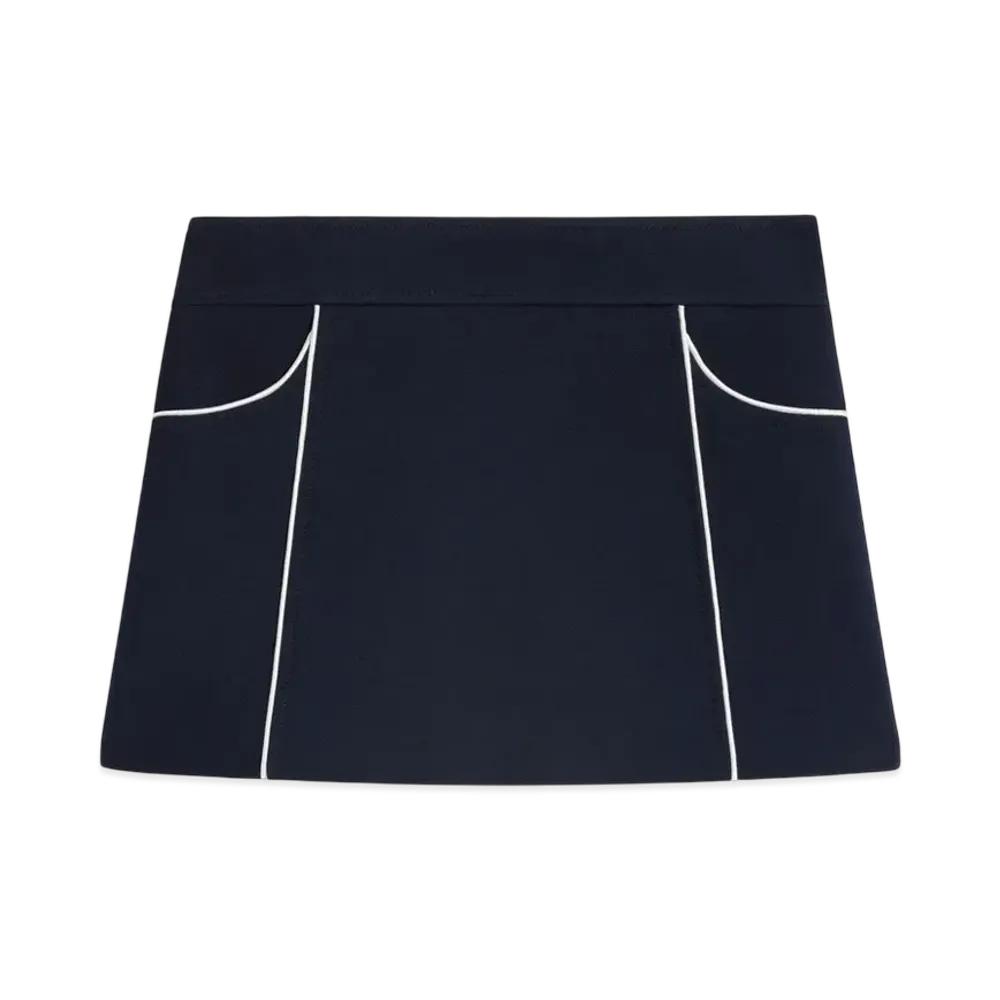 CELINE Trapeze Mini Skirt In Gauffered Double Wool "Navy"