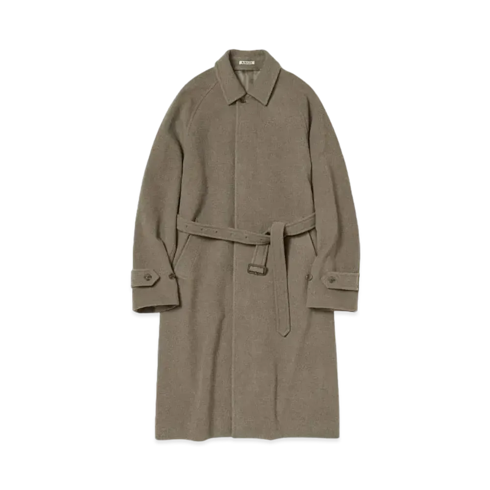 AURALEE Super Fine Wool Mosser Soutien Collar Coat "Khaki Beige"