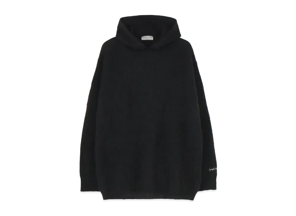 Yohji Yamamoto Pour Homme 5G TUCK PATTERN BRUSHED MOHAIR KNIT HOODIE "Black"