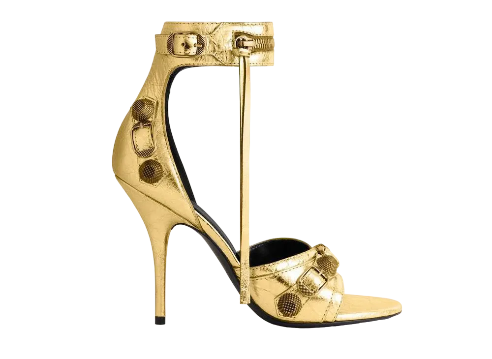 BALENCIAGA Women's Cagole 110mm Sandal Metallized "Gold"