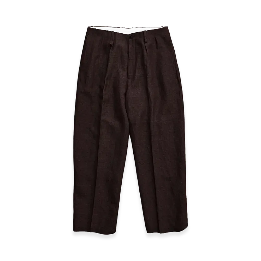 NICENESS B.Wishbone Wool Linen Flying V Trousers "Brown"