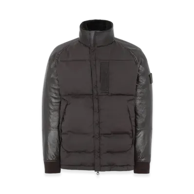 Stone Island 002F3 Ghost Piece Featherweight Leather Stretch Wool Nylon Down Jacket - 20FW "Dark Brown"