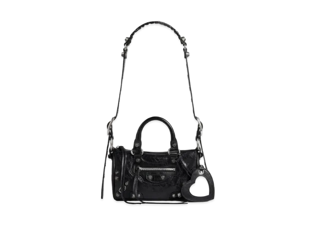 BALENCIAGA Le Cagole Metallic Mini Travel Bag "Black"