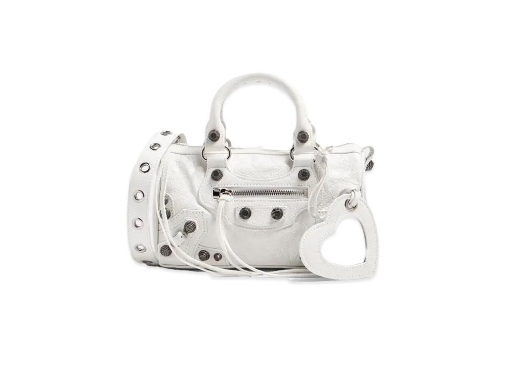 BALENCIAGA Le Cagole Metallic Mini Travel Bag "White"
