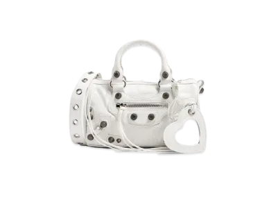 BALENCIAGA Le Cagole Metallic Mini Travel Bag "White"