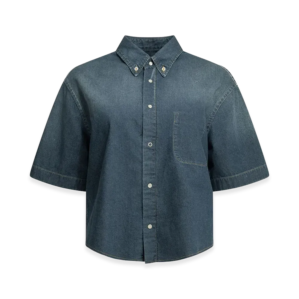 Maison Margiela Women's Casual Denim Short Sleeve Shirt "Blue"