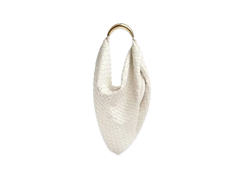 Bottega Veneta Metal Handle Intrecciato Bag "Chalk"