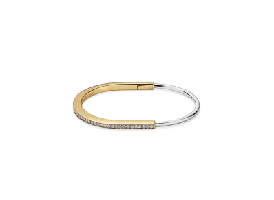 Tiffany & Co. Narrow Bangle with Half Pave Diamonds "Yellow Gold/White Gold"
