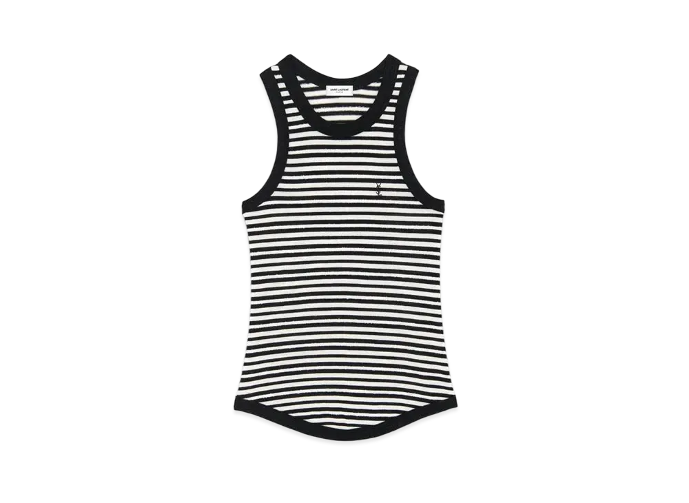 Saint Laurent Women's Cassandre Tank Top in Jersey "Noir Craie"