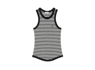 Saint Laurent Women's Cassandre Tank Top in Jersey "Noir Craie"