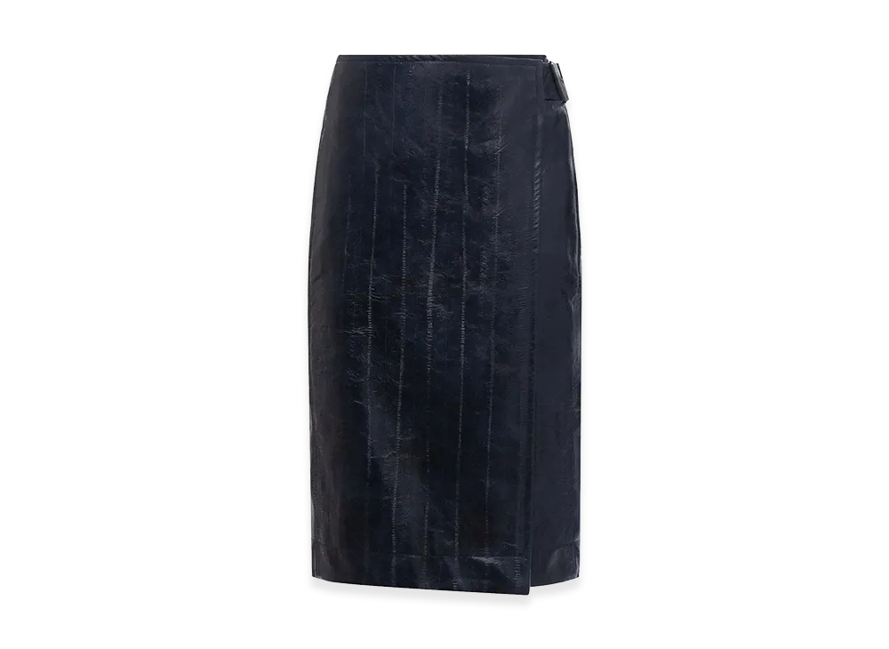 Bottega Veneta Women's Leather Midi Skirt "Blue"