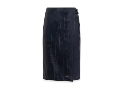 Bottega Veneta Women's Leather Midi Skirt "Blue"