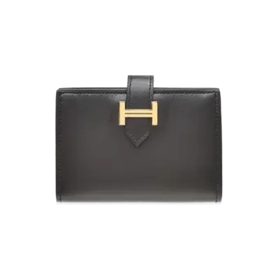 Hermes Bearn Card Case Tadelakt "Noir/Gold"