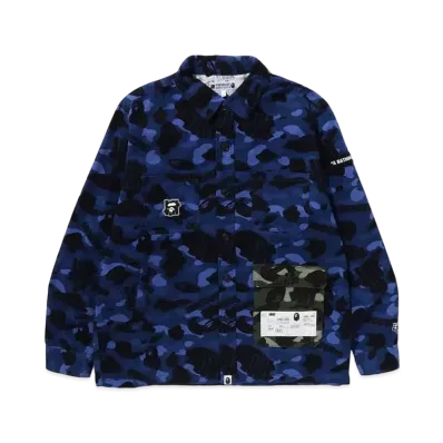 A BATHING APE x UNDEFEATED Color Camo Flannel Jacket "Blue"
