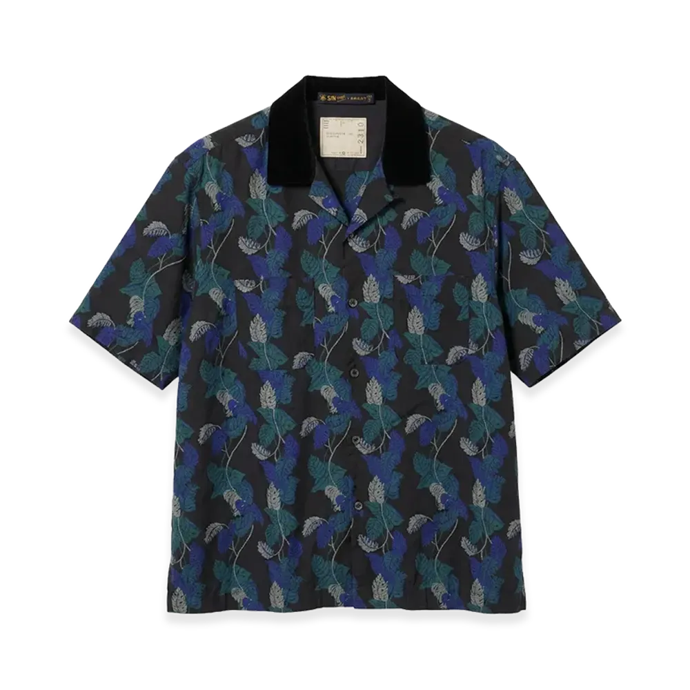 sacai × SUN SURF Aloha Shirt "Blue/Black"