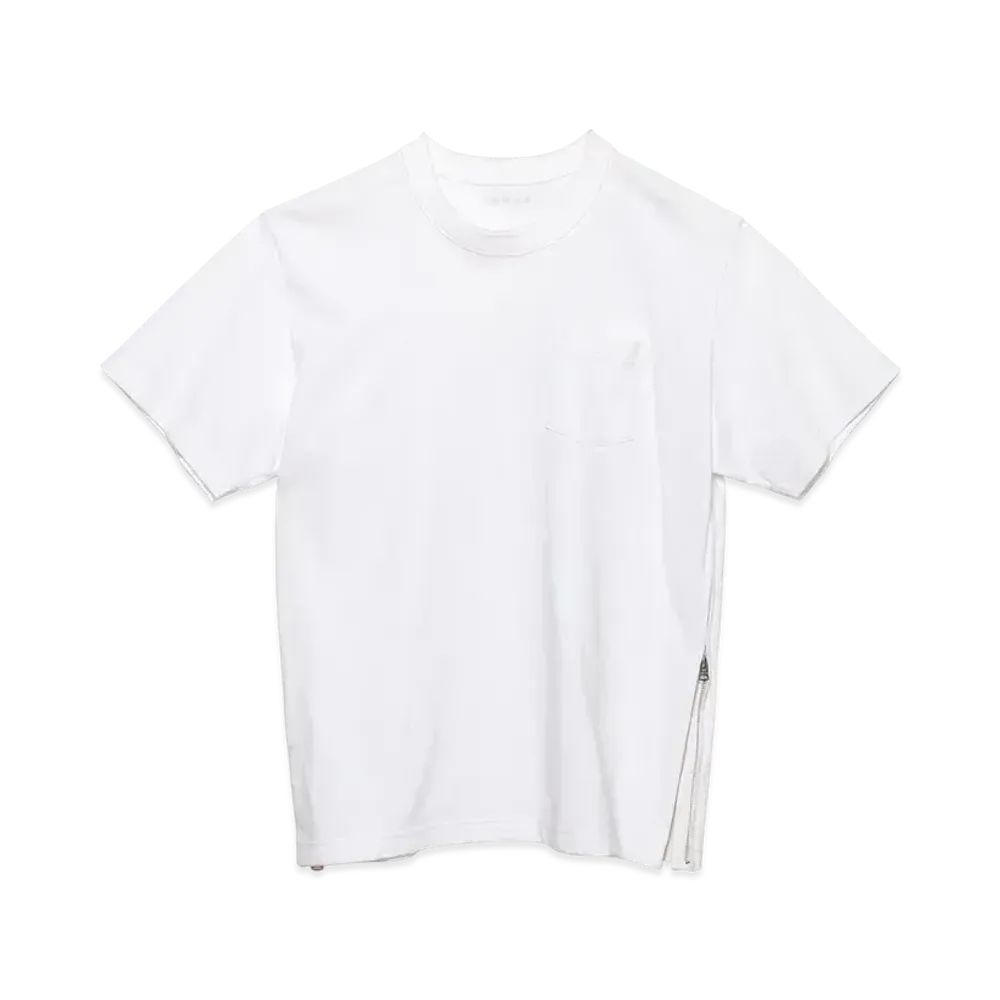 sacai Side Zip Cotton T-Shirt "White"