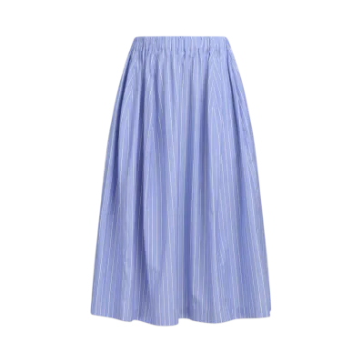 Marni Women's Wide Skirt In Striped Blue Poplin "Blue"