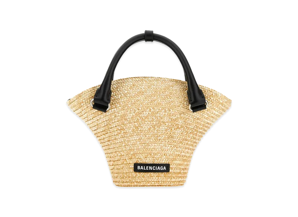 BALENCIAGA Women's Straw Mini Beach Handbag "Beige"